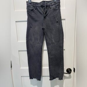 Kendall + Kylie Icon High-Rise Straight-Leg Jean, Black, Size 7/28